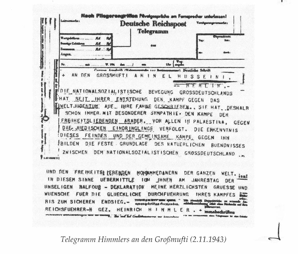 Telegramm Himmlers an den Großmufti 2.11.1943