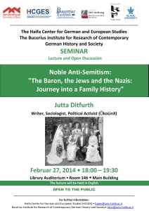 Flyer: Jutta Ditfurth – The public lectures in Israel